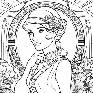 Elegant Art Nouveau Lady Coloring Page 53939-45002