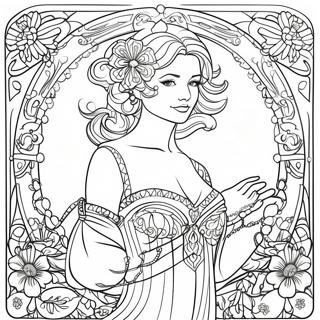 Elegant Art Nouveau Lady Coloring Page 53939-45003