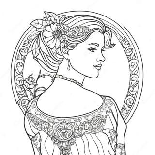 Elegant Art Nouveau Lady Coloring Page 53939-45004