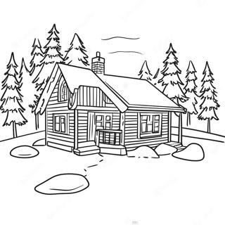 Cozy Cabin In The Snow Adult Coloring Page 5393-4317