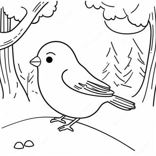 Charming Winter Bird In Snowy Landscape Coloring Page 53979-44981