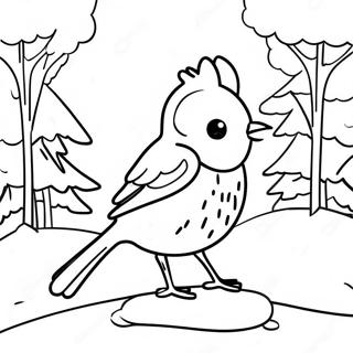 Charming Winter Bird In Snowy Landscape Coloring Page 53979-44982