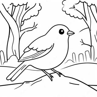 Charming Winter Bird In Snowy Landscape Coloring Page 53979-44983