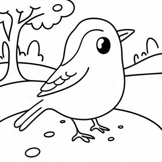 Charming Winter Bird In Snowy Landscape Coloring Page 53979-44984