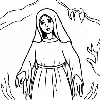 La Llorona Scary Ghost Coloring Page 54018-45018