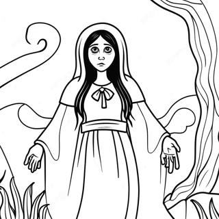 La Llorona Scary Ghost Coloring Page 54018-45019