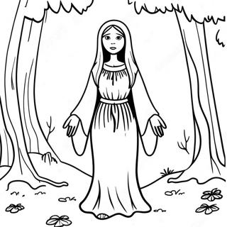 La Llorona In A Dark Forest Coloring Page 54019-45011