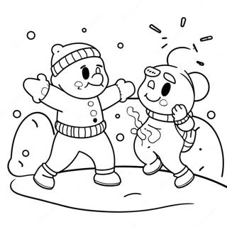 Snowball Fight Coloring Page 54109-45087