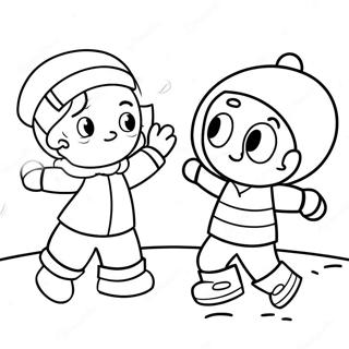 Snowball Fight Coloring Pages