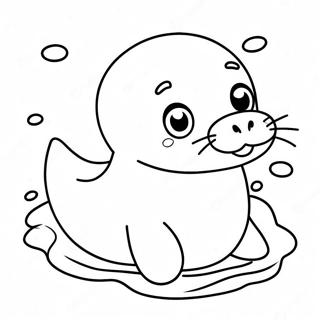 Cute Baby Seal Swimming Coloring Page 5413-4333