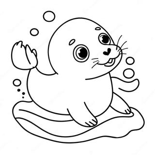 Cute Baby Seal Swimming Coloring Page 5413-4334