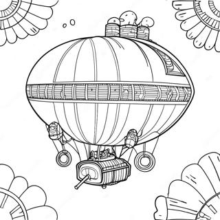 Steampunk Airship Adventure Coloring Page 5423-4341