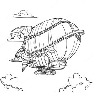 Steampunk Airship Adventure Coloring Page 5423-4342