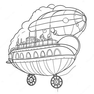 Steampunk Airship Adventure Coloring Page 5423-4343