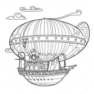 Steampunk Airship Adventure Coloring Page 5423-4344