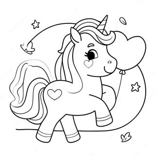 Cute Unicorn With Heart Balloons Coloring Page 54251-45185