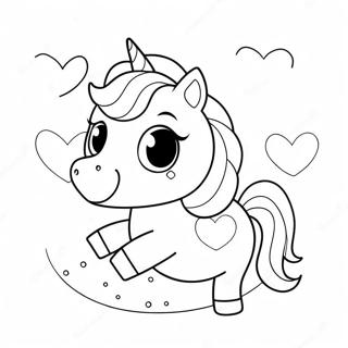 Cute Unicorn With Heart Balloons Coloring Page 54251-45188