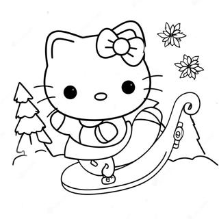 Ice Skating Hello Kitty Christmas Coloring Pages