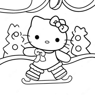 Ice Skating Hello Kitty Christmas Coloring Page 54290-45206