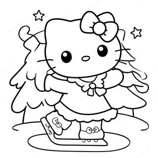 Ice Skating Hello Kitty Christmas Coloring Page 54290-45207