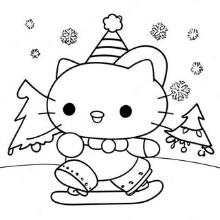 Ice Skating Hello Kitty Christmas Coloring Page 54290-45208