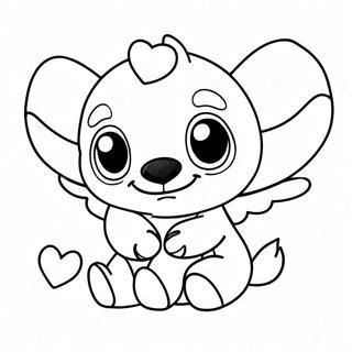 Cute Stitch And Angel In Love Coloring Page 542-434