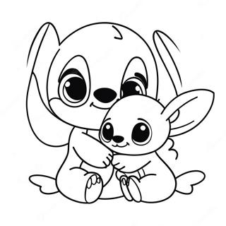 Cute Stitch And Angel In Love Coloring Page 542-436