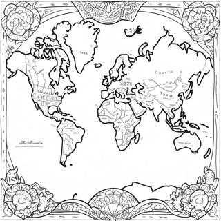 Detailed World Map Coloring Page 5433-4349