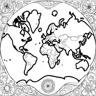 Detailed World Map Coloring Page 5433-4350