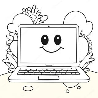 Cute Laptop With Smiley Face Coloring Page 54412-45301