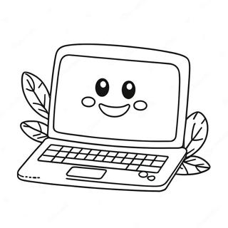 Cute Laptop With Smiley Face Coloring Page 54412-45302