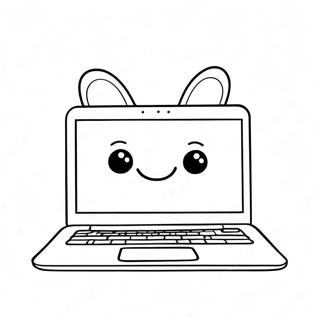 Cute Laptop With Smiley Face Coloring Page 54412-45303