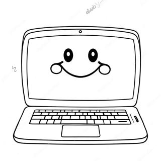 Cute Laptop With Smiley Face Coloring Page 54412-45304