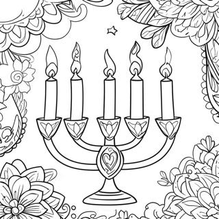 Hanukkah Menorah Coloring Page 5443-4359