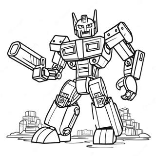 Colorful Lego Transformer Battle Scene Coloring Page 54472-45345