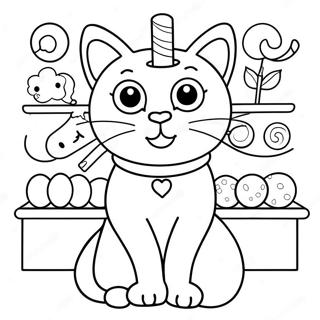 Cute Candy Cat In A Sweet Shop Coloring Page 54532-45393