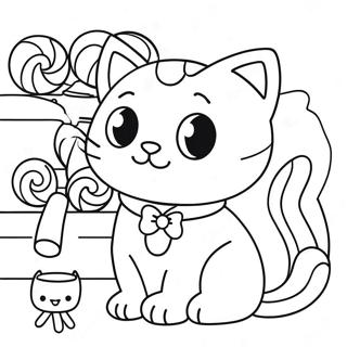 Cute Candy Cat In A Sweet Shop Coloring Page 54532-45395