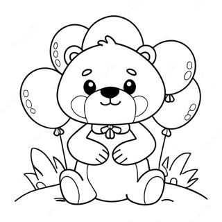 Cute Brown Bear With Balloons Coloring Page 5453-4365