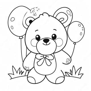 Cute Brown Bear With Balloons Coloring Page 5453-4367