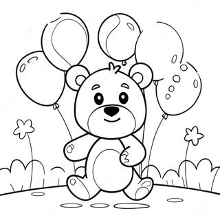 Cute Brown Bear With Balloons Coloring Page 5453-4368