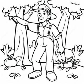 Johnny Appleseed Planting Trees Coloring Page 54562-45411