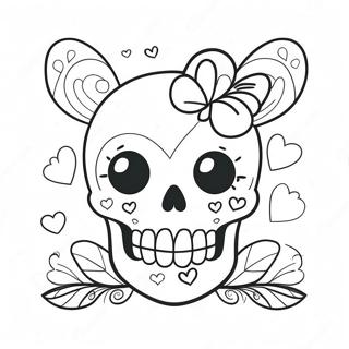 Cute Love Skull With Hearts Coloring Page 54572-45425