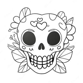 Cute Love Skull With Hearts Coloring Page 54572-45426