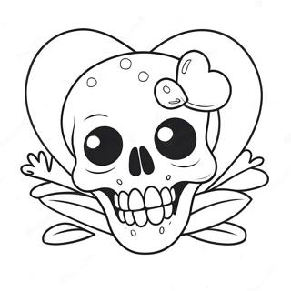 Cute Love Skull With Hearts Coloring Page 54572-45427