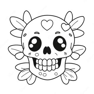 Cute Love Skull With Hearts Coloring Page 54572-45428