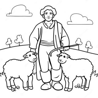 Shepherd With Sheep Coloring Page 54591-45446