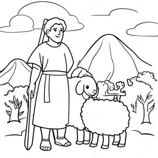 Shepherd With Sheep Coloring Page 54591-45447