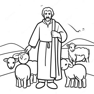 Shepherd With Sheep Coloring Page 54591-45448