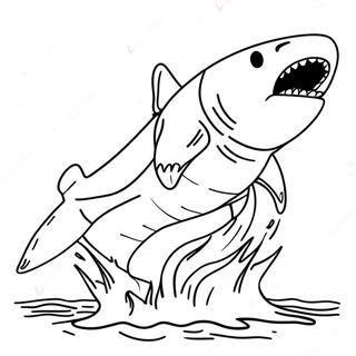 Epic Megalodon Jumping Coloring Page 54622-45463