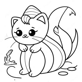 Mermaid Cat Coloring Page 5462-4370